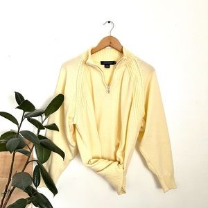 Vintage Oversized Cream Yellow Half Zip Sweater